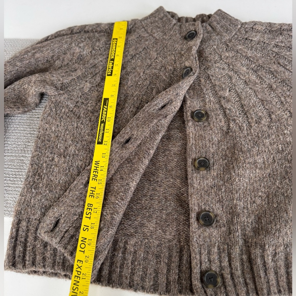 Madewell Harwood Cableknit Mockneck Cardigan Sweater in Heather Otter Sz Small - Picture 11 of 16
